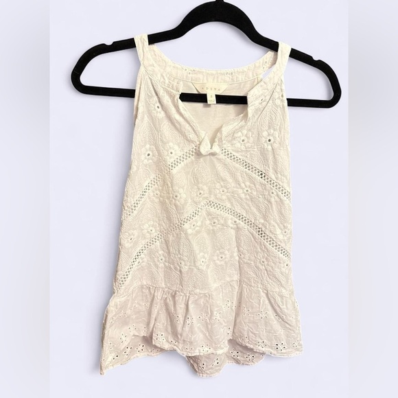 Adiva Tops - White eyelet ruffle tank top – ADIVA (Size S)